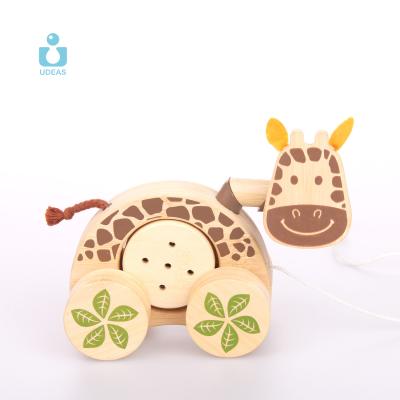 China Wooden Push and Pull Bamboo Educational Baby Along Animal Toys for Kids Baby Wood Push and Pull Walking Toys for sale