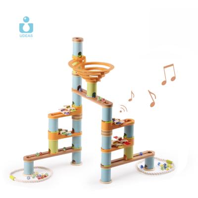 China Eco-Friendly Race Track Bamboo Marble Race Stem Musical Toy Educational Montessori Construction Toy Kids Wooden Marble Race for sale