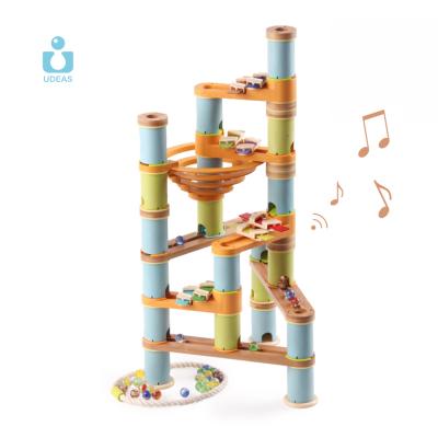 China Wooden Race Building Blocks Kids Toy Set DIY Building Marble Race Game Eco-Friendly Bamboo Race Marble Run Wooden Marble for sale