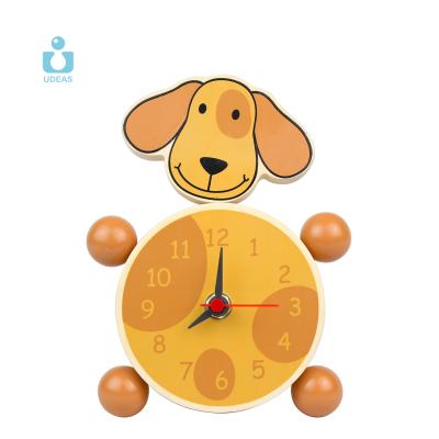 China Udeas Wooden Educational Toys For Kids High Quality Bamboo Animal Gift Smart Teaching Kids Wall Clock Table Clock for sale