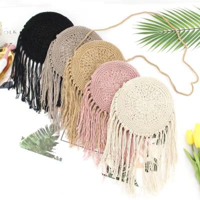 China Multicolor Bohemian Tassel Woven Beach PORTABLE Lady Tote Bags Macrame Crochet Handbags for sale