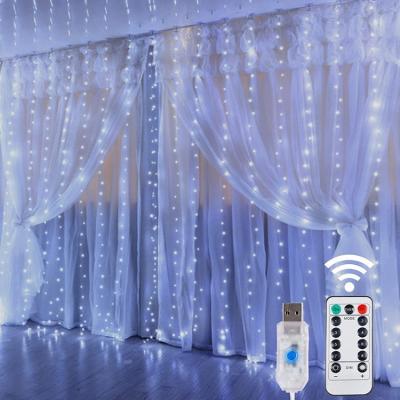 China String Light Curtain String Lights 300 LED , 8 Lightning Modes USB Powered Fairy Lights String For Bedroom Wedding Party for sale