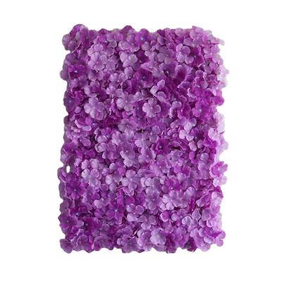 China Durable Silk Purple Hydrangea Flower Wall Carpet Panels For Backdrops Photo Backgrounds for sale