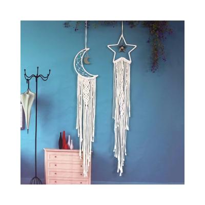 China 100% Handmade Macrame Woven Wall Hanging Bohemian Chic Bohemian Home Walls Art Moon Dream Catcher for sale