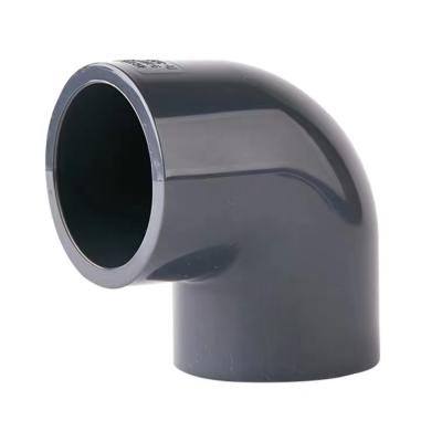 China Black Plastic Outlet DN15- DN400 UPVC UPVC Water Supply Conduit 90deg Elbow Pipe Connector for sale