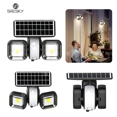 China Rotating solar garden/home/wall lamp SRESKY new design outdoor 1000LM wall led solar garden light ip65 waterproof for sale