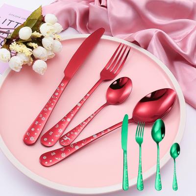 China Viable Christmas 4Pcs Western Flatware with Gift Case Stainless Steel Knife, Fork and Spoon Cutlery Sets for sale