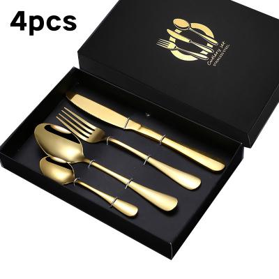 China Viable Amazon Hot Sale Flatware 4Pcs Stainless Steel Spoon Knife Fork Cutlery Set For Wedding for sale