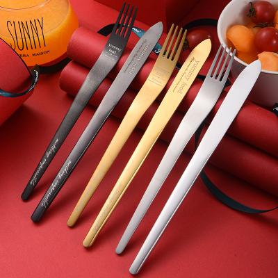 China Amazon Hot Sale 4Pcs Spoon Fork Knife Disposable Flat Dinnerware Set 18/10 Stainless Steel Cutlery Set For Wedding for sale