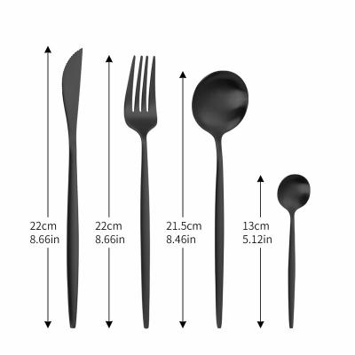 China 4Pcs Matte Black Stainless Steel 304 Gold Cutlery Set Disposable Flatware Set Safe Forks Knives Spoons Set for sale