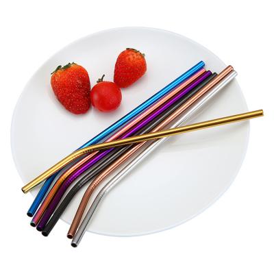 China Factory Sustainable Supply Custom Colored 304 Stainless Steel Straight Or Curved Straw For Drinking for sale