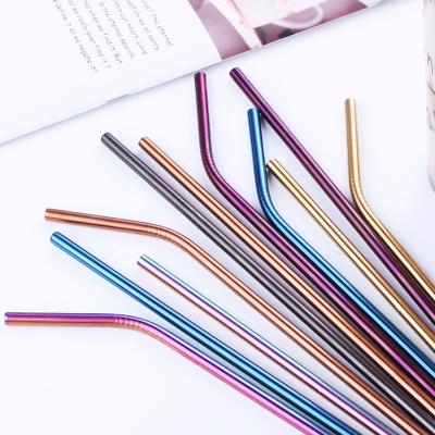 China Viable Hot Sales High Quality 6mm Metal Color Cocktail Stainless Steel Reusable Drinking Straws 304 for sale