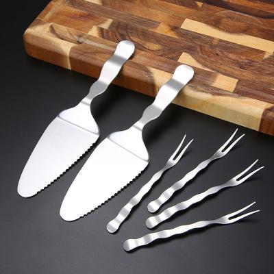 China Viable New Style 18/10 Stainless Steel Pizza Cake Cream Wedding Cake Fork Knife Server Set for sale