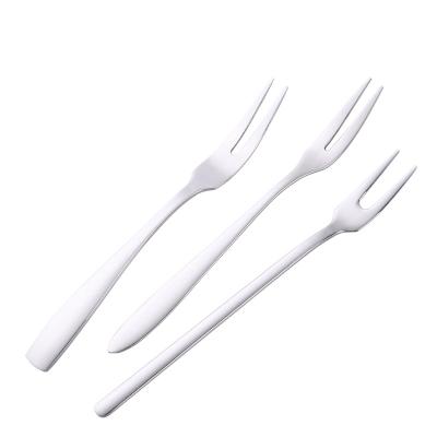 China Stocked Wholesale Customizable Colors Cake Forks Mini Dessert Stainless Steel Salad Fruit Fork for sale