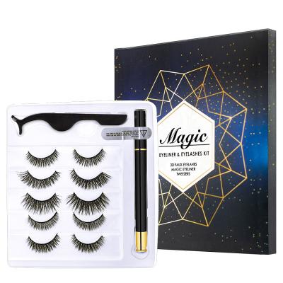 China Natural Long Fine Quality No Magnetic Magic No Glue Custom Eyeliner Eyelash Set for sale