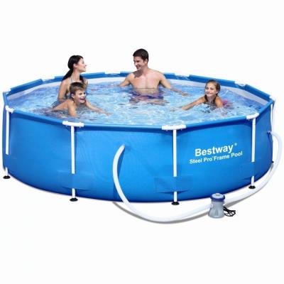 China Bestway 56408 Metal Frame Stainless Steel Outdoor Swimming Pool for sale