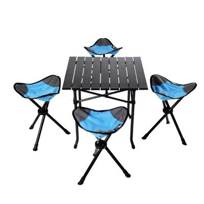 China APS002 Modern Custom Outdoor Aluminum Black Portable Folding Picnic Camping Table and Chair Set for sale