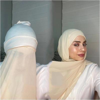 China Musilm Women Chiffon Hijab Scarf Women Chiffon Hijab Scarf With Inner Headwrap Tank Top Underscarf Hat Islam Headscarf Stretch Hijab Cover Turbante for sale