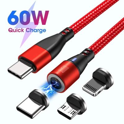 China Mobile Phone PD 60W Magnetic Micro Usb Type C Cable Fast Charging For Data Magnet Charger For APhone 13 Laptop 12 for sale