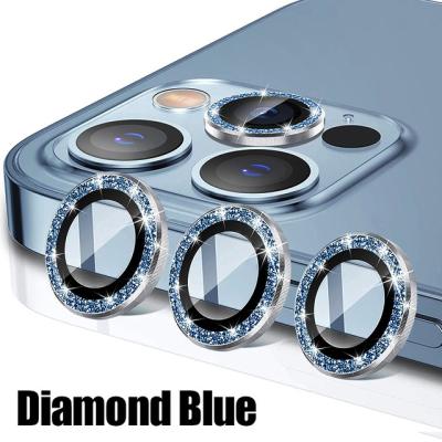 China 3Pcs Mobile Phone Full Coverage Lens Camera Protector APhone 11 13 14 pro Metal Ring Tempered Glass Camera Protector for sale