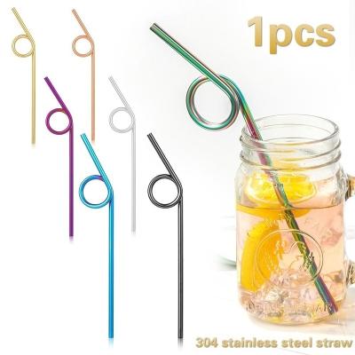 China 1PCS 304 Stainless Steel Straw Creative Straw Color Metal Beverage Coffee Milk Tea Plastic Straw for sale