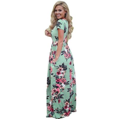 China Women 2021 Floral Anti-Static Long Beach Ladies Vacation Boho Dress Maxi Dresses Women for sale