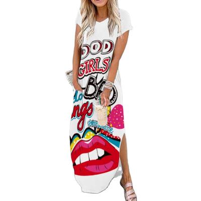 China 2021 New Design Summer Women Anti-Static Clothing Printed Large Wear Maxi Dresses for sale