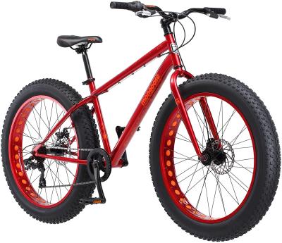 China Moutain Bike Men And Women Fat Tire Bikes 18 Inch Steel Frame 26 Inch Wheel Red 4 Inch Multi Section Tire for sale