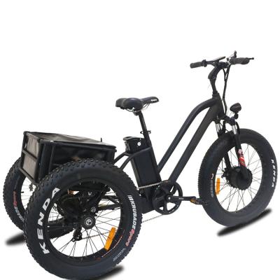 China HOT Aluminum alloy 2022 24 inch fat tire MOZO suspension tricycle MOZO suspension fork 500W 16Ah lithium battery electric tricycles for sale