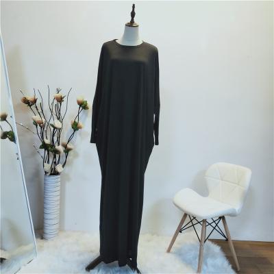 China New Fashion Hot Sale Bat Long Sleeve Muslim Dresses Solid Soft Cloth Women Islamic Clothing Kimono For Malaysia Abaya for sale