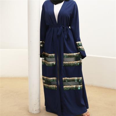 China New Fashion Muslim Abaya Fashion Sequin Quilting Turkish Dubai Cardigan Robe for sale