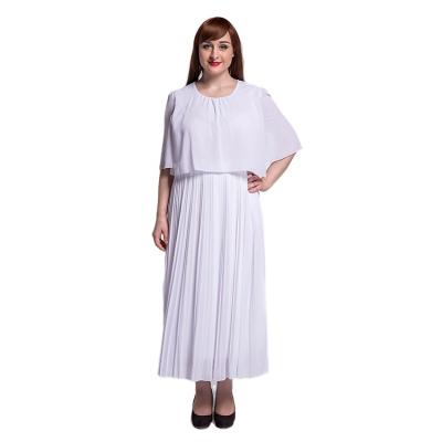 China New Arrival Anti-Static Plus Size Half Sleeve Sexy O-Neck Pleated Women Beach Dress Summer White Casual Long Dresses for sale