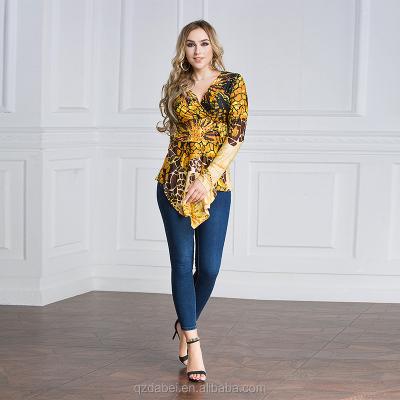 China Viable Hot Sale Women Plus Size S-6XL V-neck Printed Floral Blouse for sale