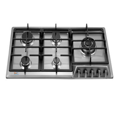 China Popular stainless steel built in kitchen gas mill 90cm steel cooktop with large pan support (HC90-512S) for sale