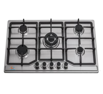 China Wholesale Price 90CM Stainless Steel Countertop 5 Burner Gas Stove for sale