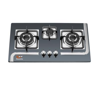 China Colorful Stainless Steel Top 3 Burner Steel Gas Stove with Fashionable Grill for Better Cooking Range in the Kitchen for sale