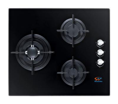 China Gas Ceramic / Glass Burner Surface Material Side Control Gas Cooker No. 3 And Glass With Cast Iron Pan Support for sale