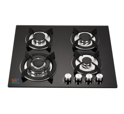 China Ceramic / glass element 60cm 4 burner gas cooker / cooking gas cooktop / tempered glass gas hob for sale