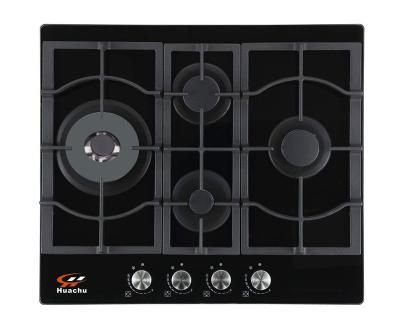 China European Style 60CM Tempered Glass Ceramic / Glass Top 4 Burner Gas Hob for sale