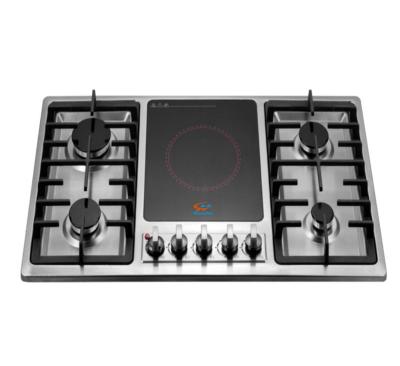 China 2019 Hot Selling Stainless Steel Gas Cooker 5 Burner Electric Gas Hob With Ceramic One for sale