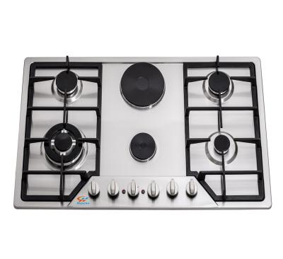 China Stainless Steel Multiple Cooktops (Gas + Electric) 6 Burner Gas Stove Gas Cooker for sale