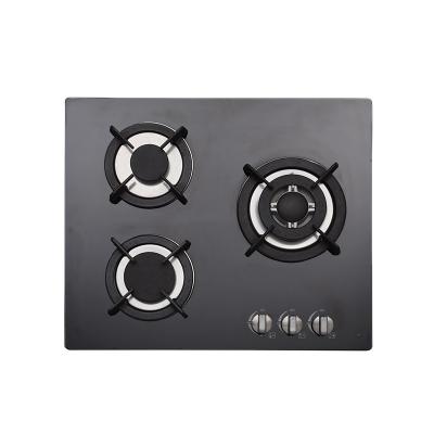 China Household Tempered Glass Gas Cooker Tops LH-HT604E Hotel Household Cooker Free Standing 3 Gas Burner for sale