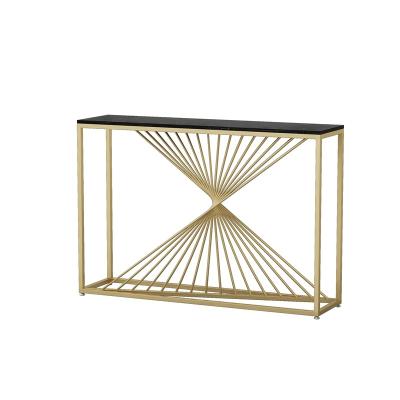 China Modern Luxury Marble Porch Table Hallway Hallway Porch Gold Cabinet Writes End View Platform Against Wall for sale