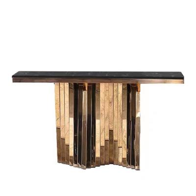 China Top Quality Minimalist Stainless Steel Modern Marble Console Table for sale