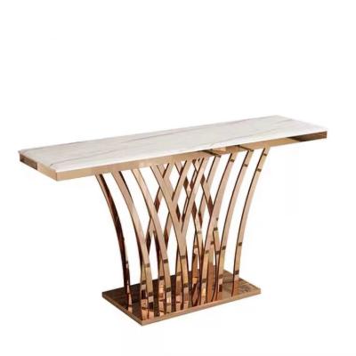 China Modern Custom Design Stainless Steel Metal Hardware Modern Marble Luxury Console Table for sale