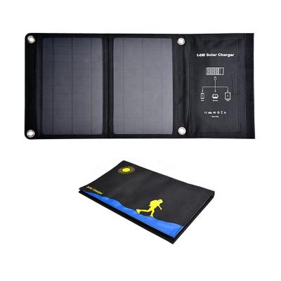 China Fast Charging Support SunPower Folding Waterproof Outdoor 14W Solar Cells Charger Portable Solar Panels For Smartphones for sale