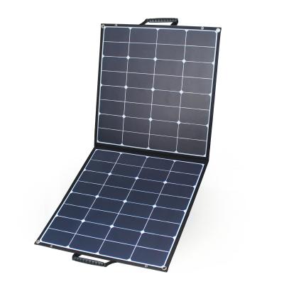 China Waterproof All Black Sunpower Portable Foldable 100W Folding Solar Panels UPS Solar Panel Charger 125*125mm/161*161mm for sale