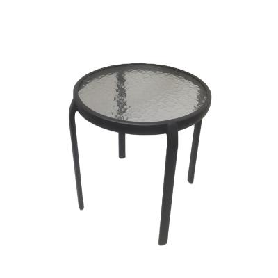 China Popular Outdoor Contemporary Convertible Tempered Glass Top Garden Metal Furniture Round Garden Plant Round End Table for sale