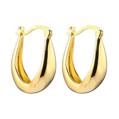 China CLASSIC geometric earring s925 Sterling Silver plated gold circle metallic oval earring for sale