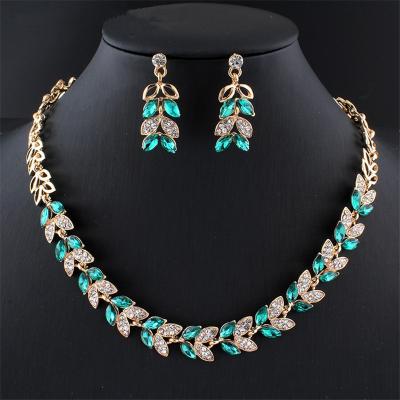 China High Quality Jewelry Set Alloy Printing Water Wave Chains Metallic Blue Gold Plated Earring Necklace Sets for sale